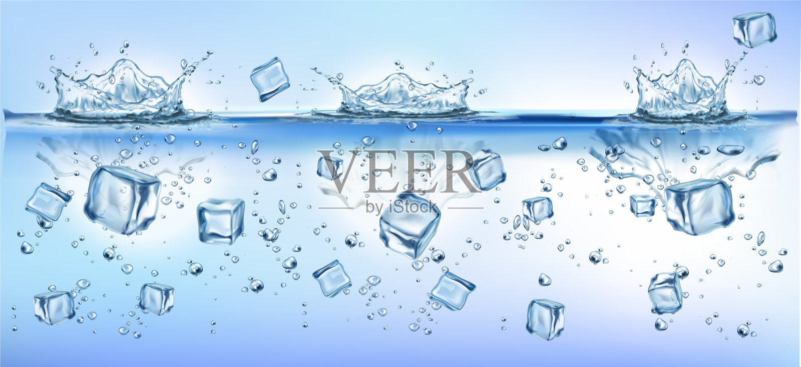 透明的水飞溅效果背景插画图片素材