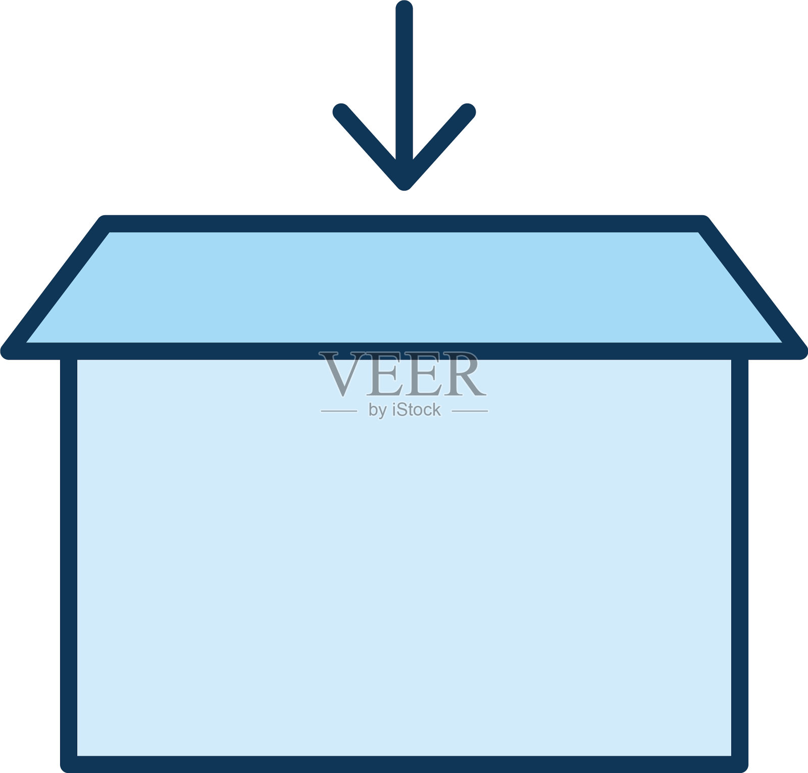 浅蓝色带箭头的包装箱插画图片素材