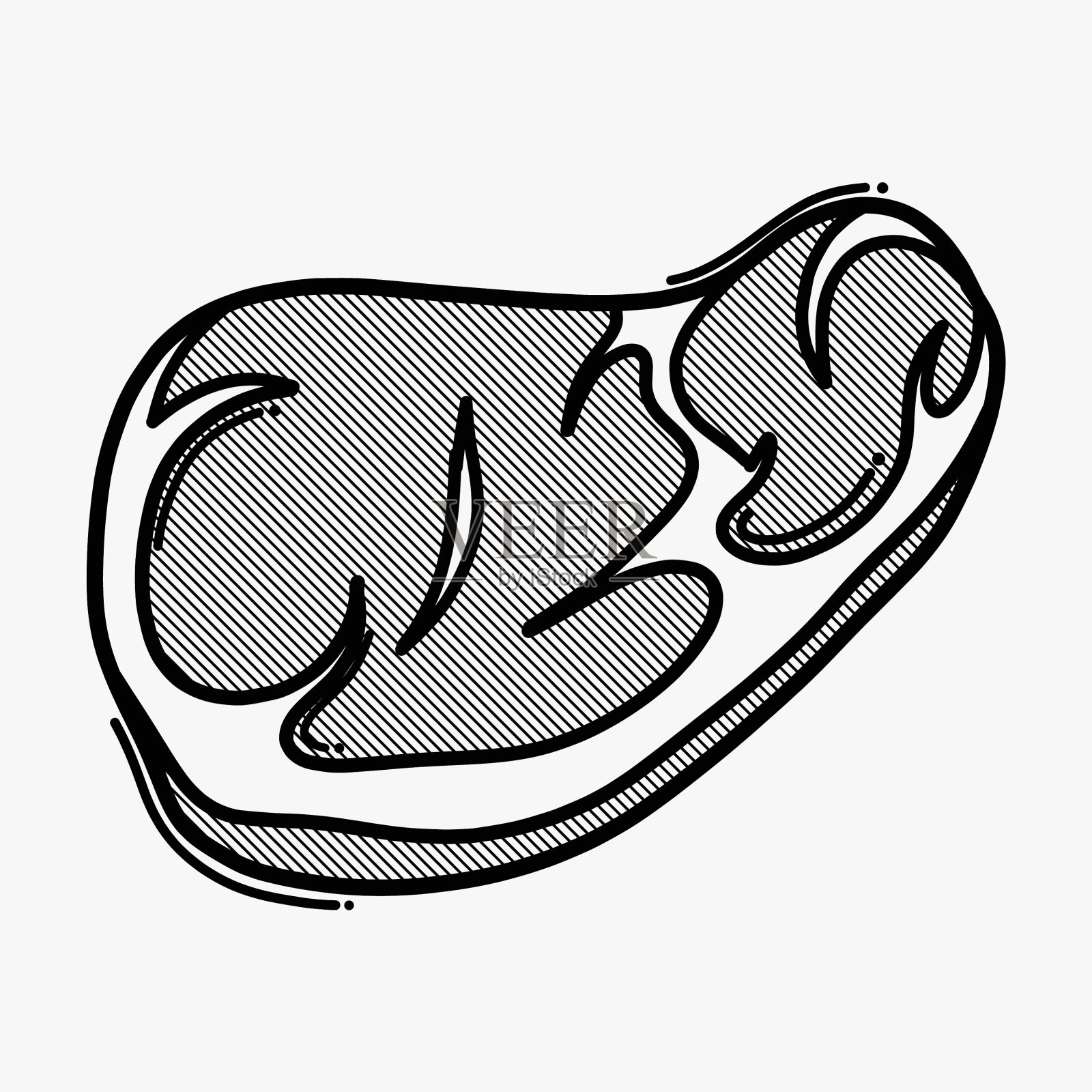 肉涂鸦图标素描手绘线插画图片素材