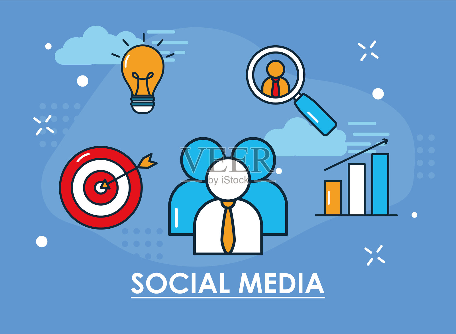 有图标收藏的社交媒体头像插画图片素材