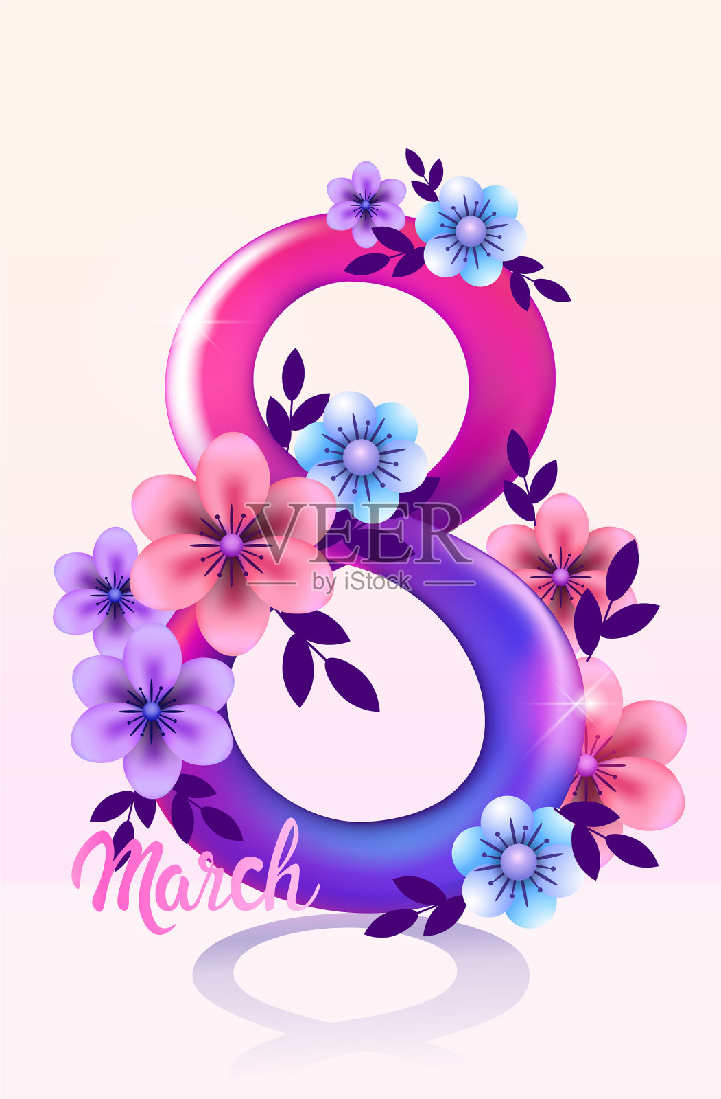 优雅八号妇女节3月8日放假插画图片素材