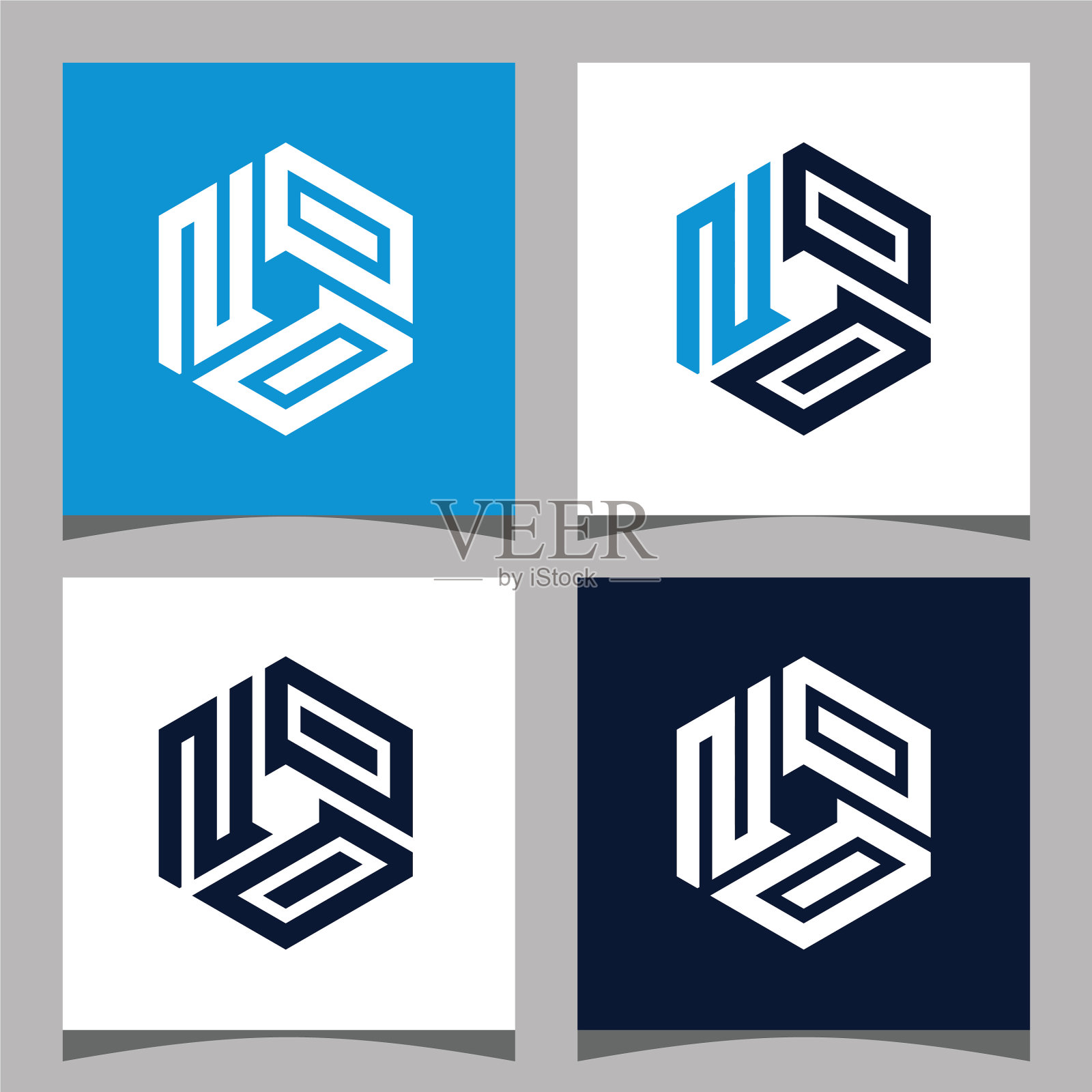 创意首字母noo六边形标志设计图标素材