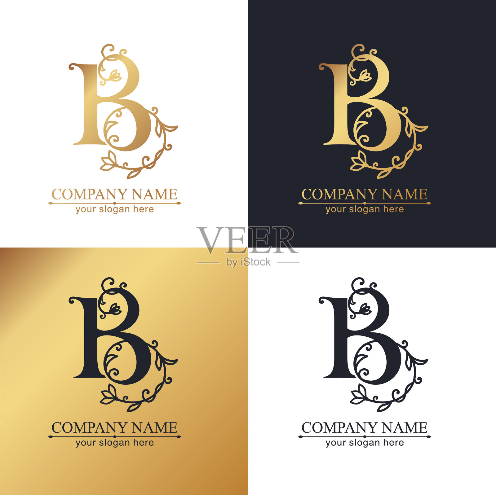 高级b标志字母组合插画图片素材