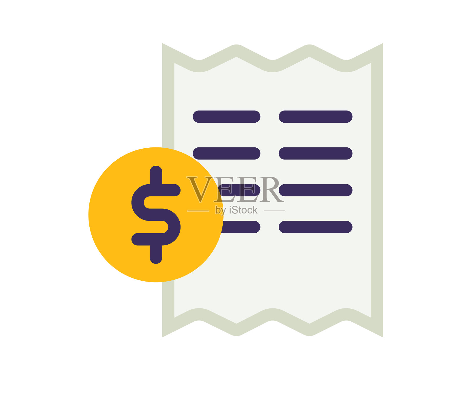 税单发票单孤立图标与扁平插画图片素材