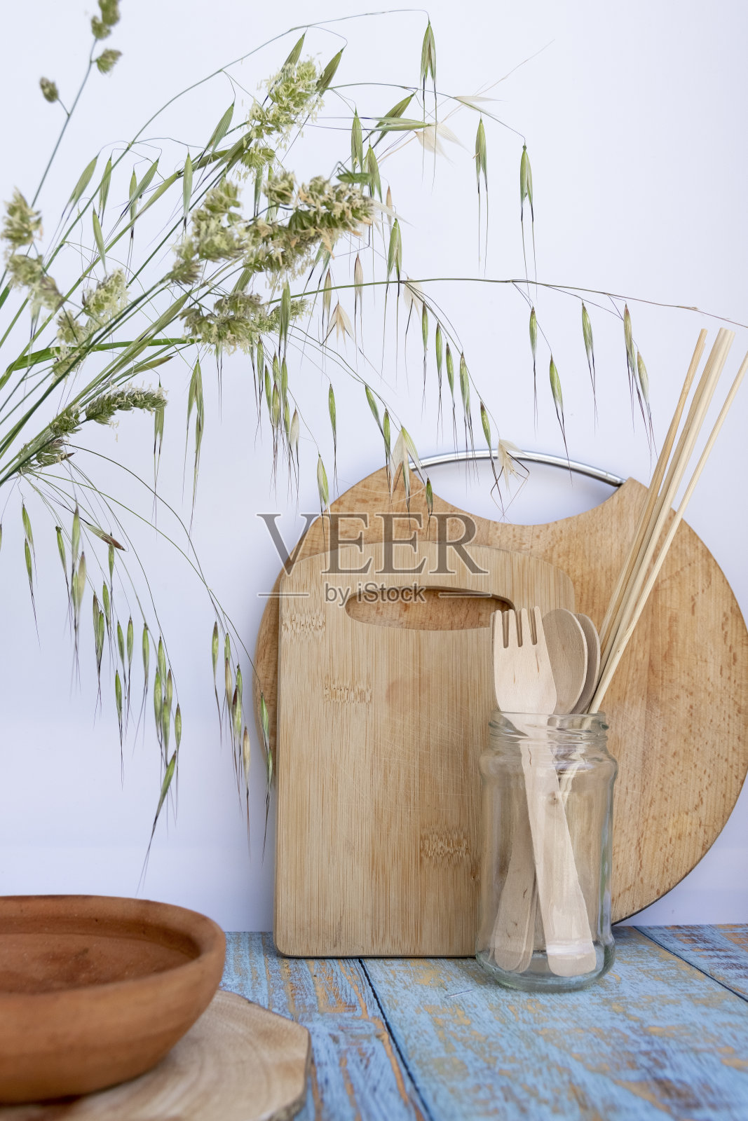 环保可重复使用的厨房用具。生态、循环、无塑料、零浪费的理念照片摄影图片