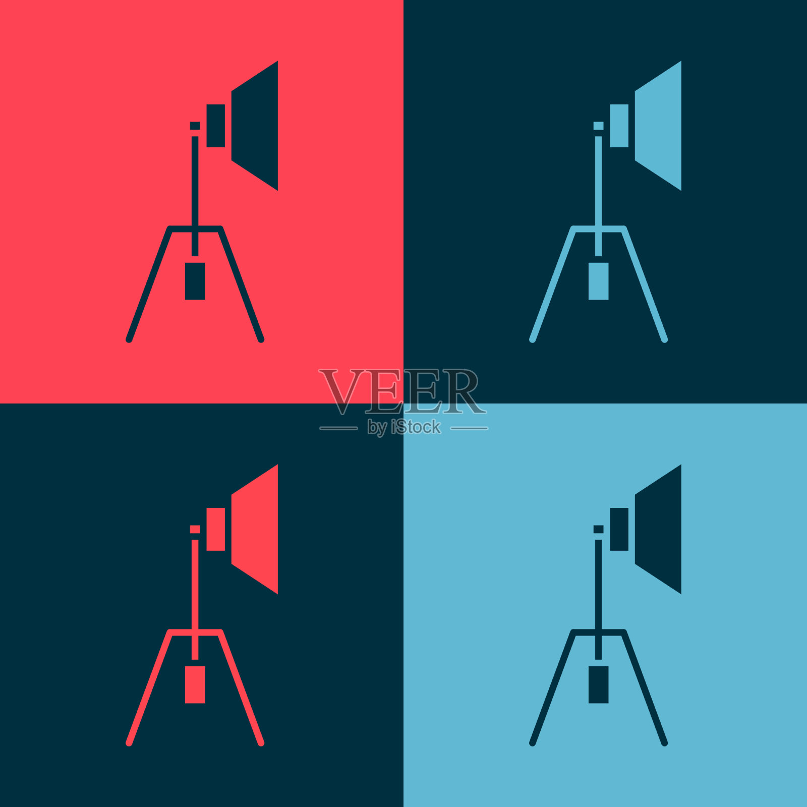 流行艺术电影聚光灯图标孤立的颜色插画图片素材