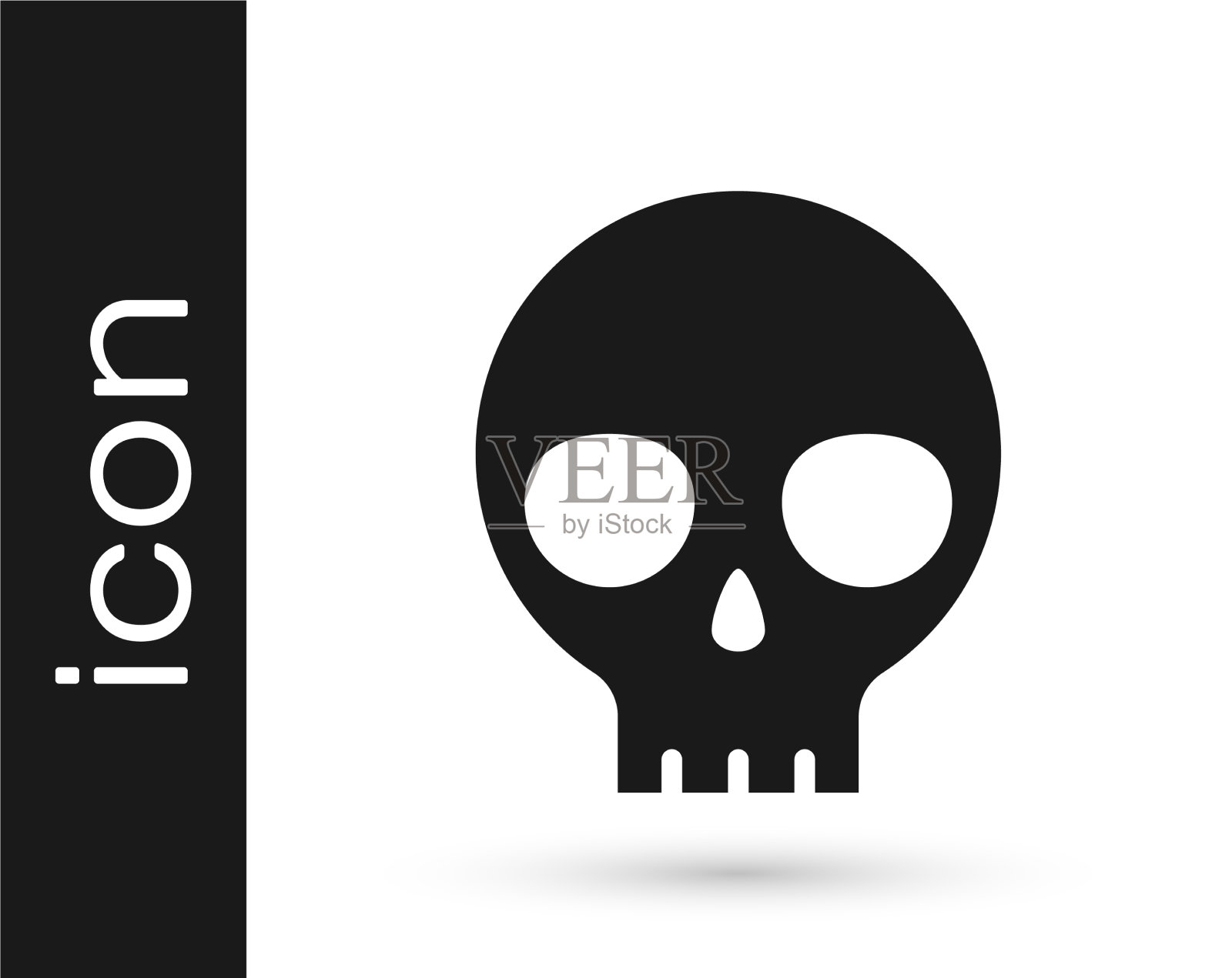 黑色人类头骨图标孤立在白色上图标素材