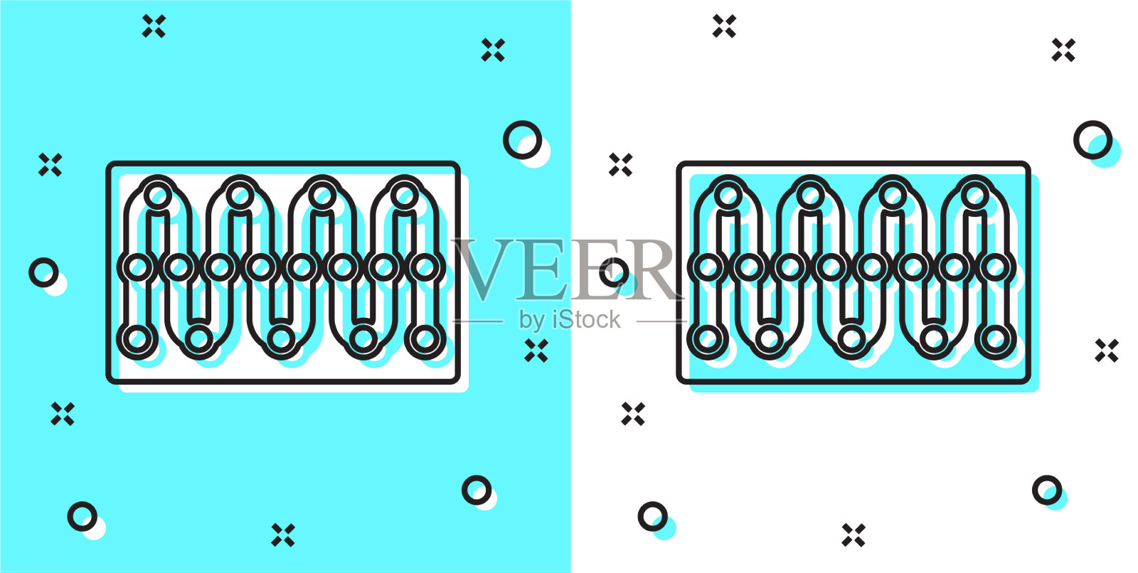 棋盘游戏的图标被隔离在绿色和黑色线上插画图片素材