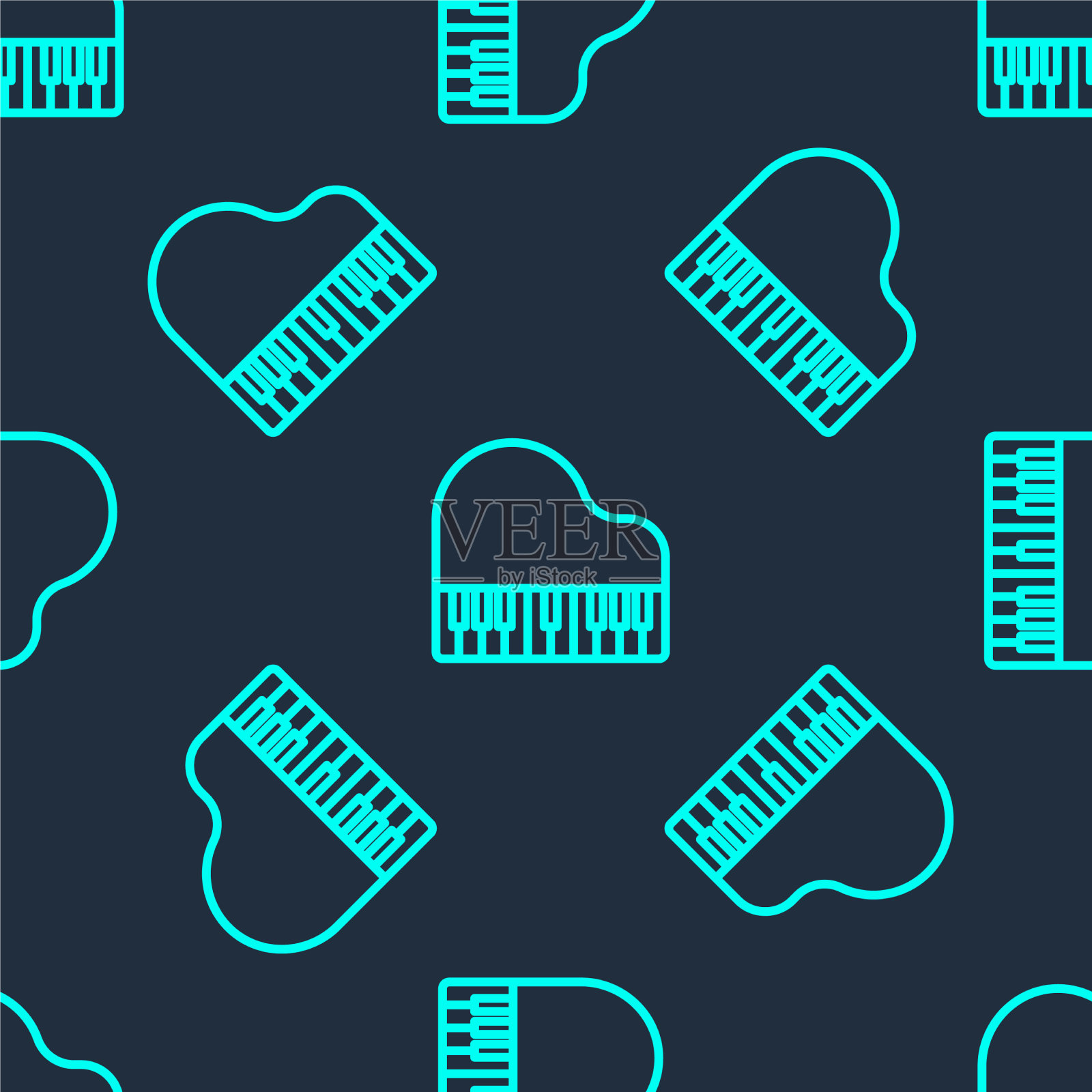 绿线三角钢琴图标孤立无缝插画图片素材