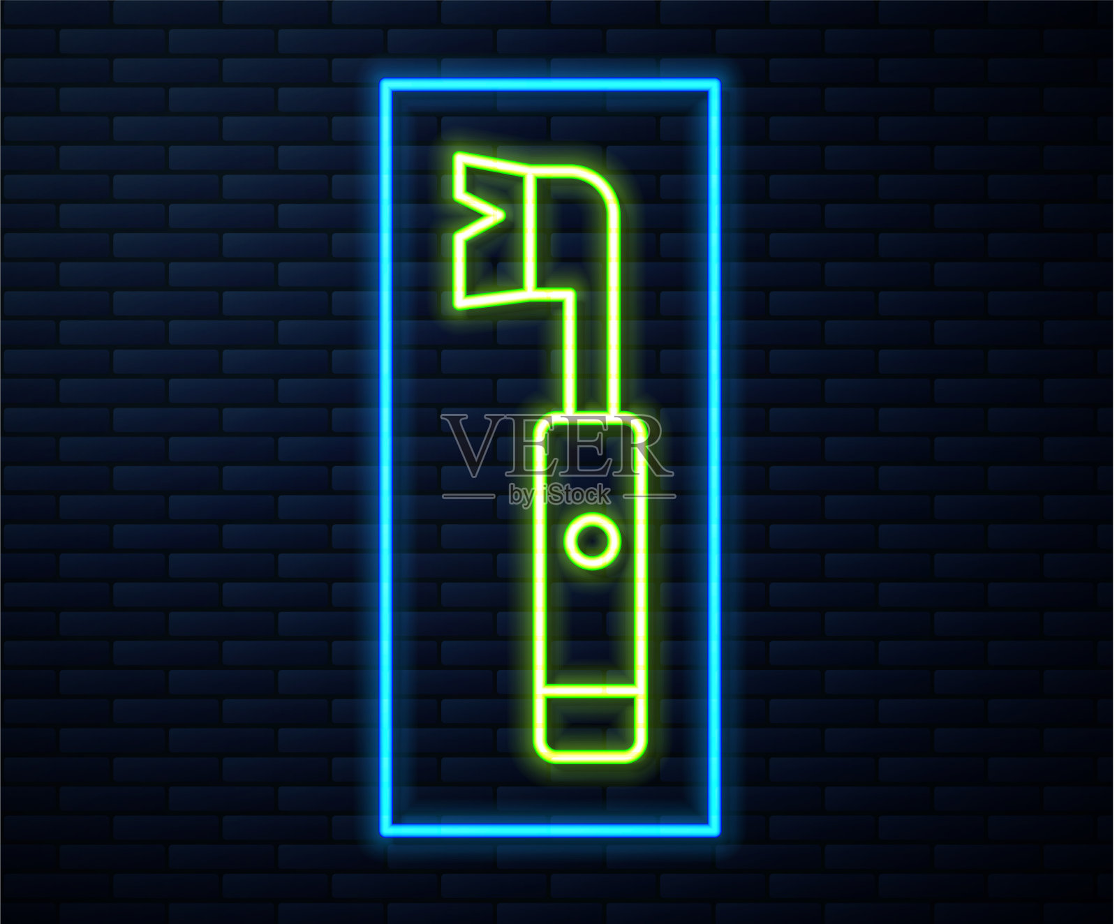 发光的霓虹灯线电动牙刷图标插画图片素材