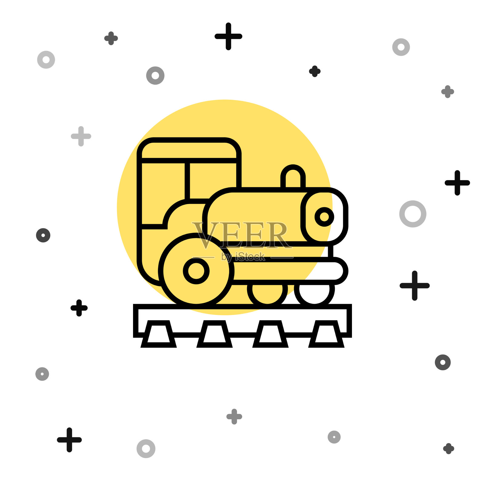 黑线复古机车图标孤立上插画图片素材