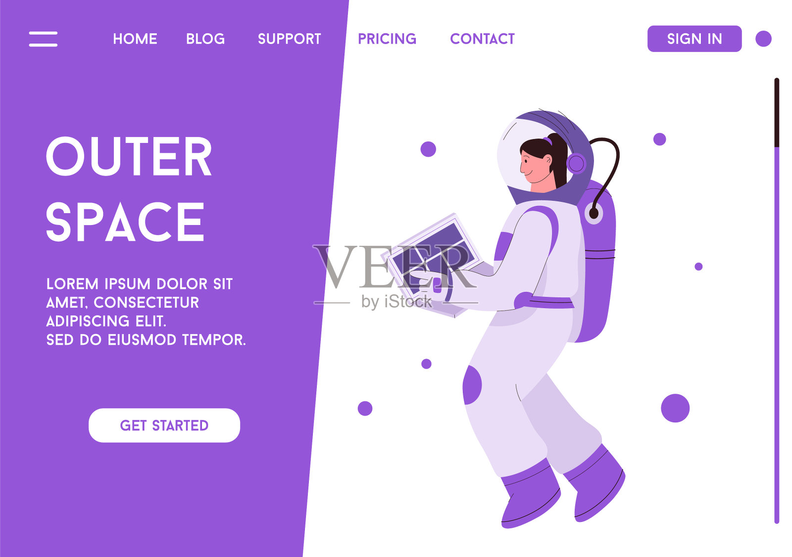 外太空着陆页概念设计模板素材