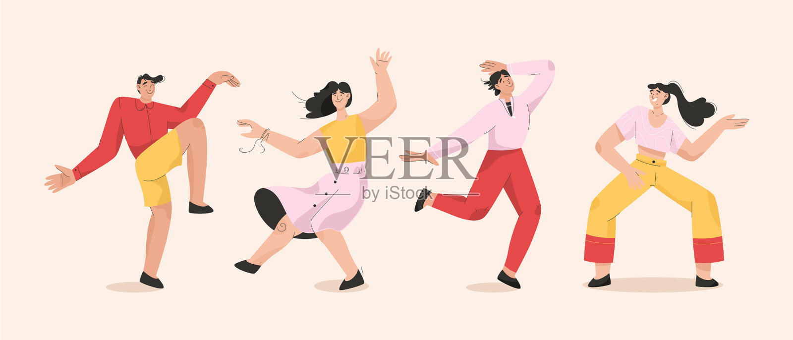 男舞者和女舞者被隔离在白人上插画图片素材