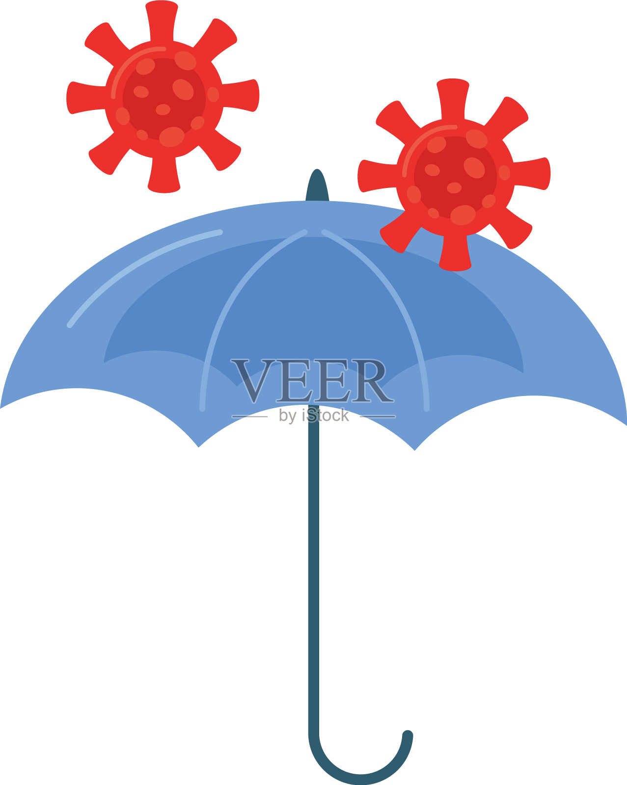 用雨伞阻挡新冠病毒颗粒设计元素图片