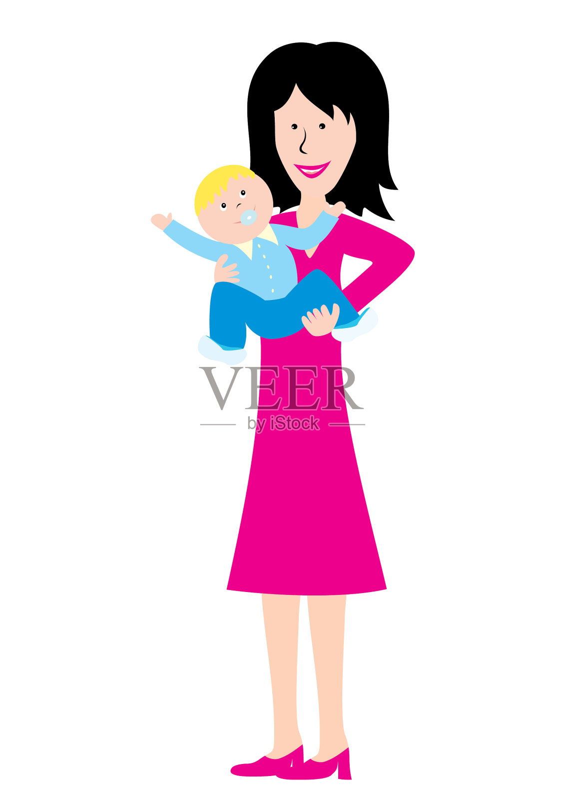 母亲和蹒跚学步的婴儿插画图片素材