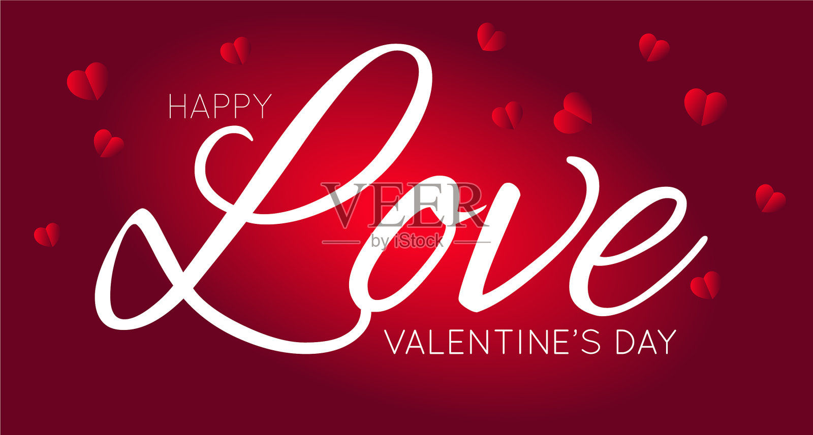 3d红心情人节快乐插画图片素材