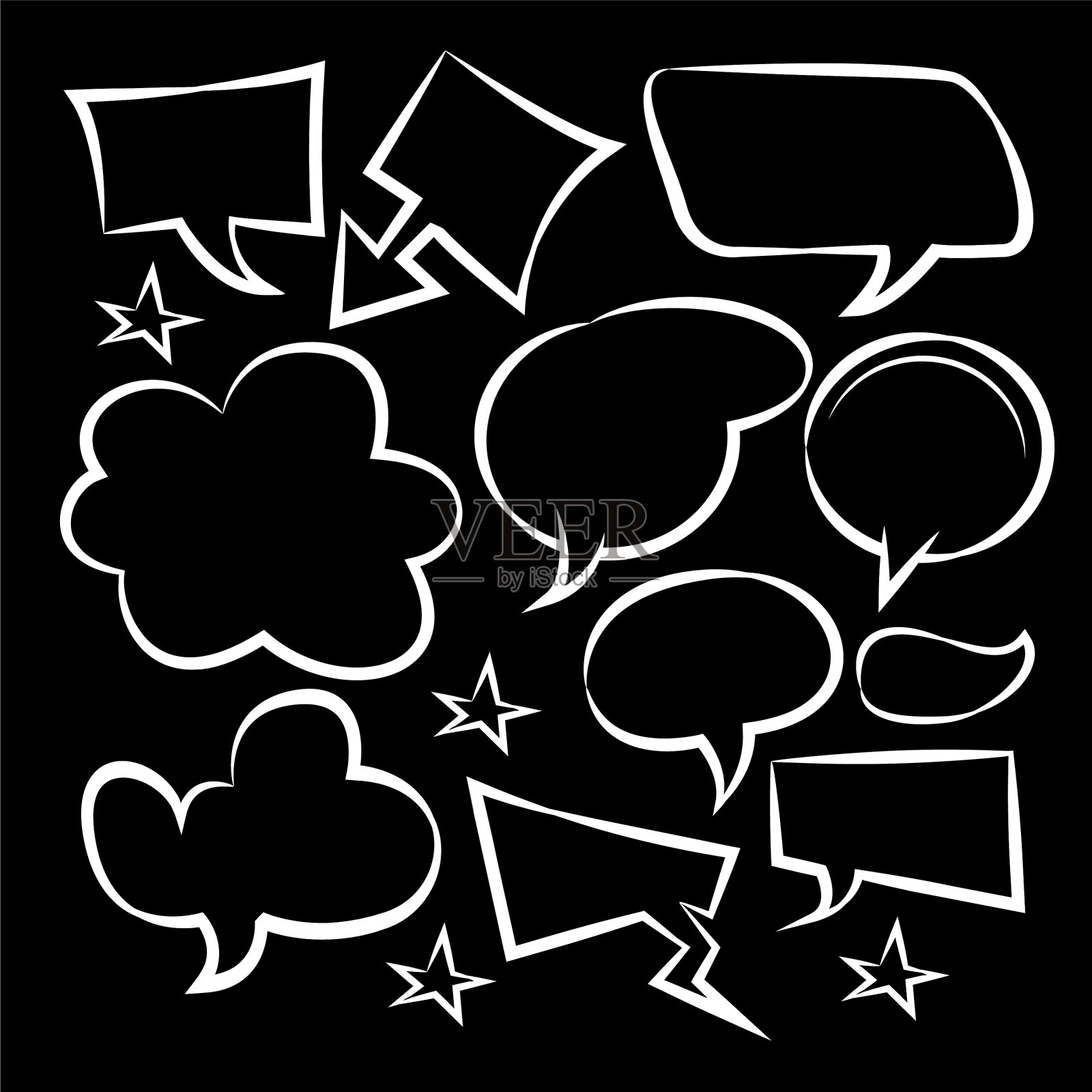 漫画演讲气泡图标收集颜色背景插画图片素材