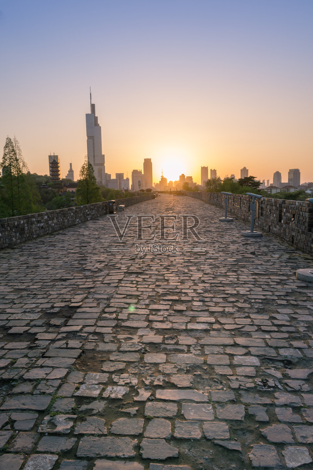 中国江苏南京玄武湖公园的园林和复古建筑照片摄影图片