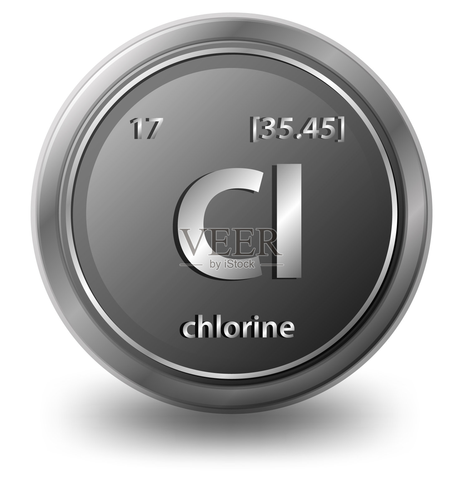 氯的化学元素。原子序数和原子质量的化学符号。插画图片素材