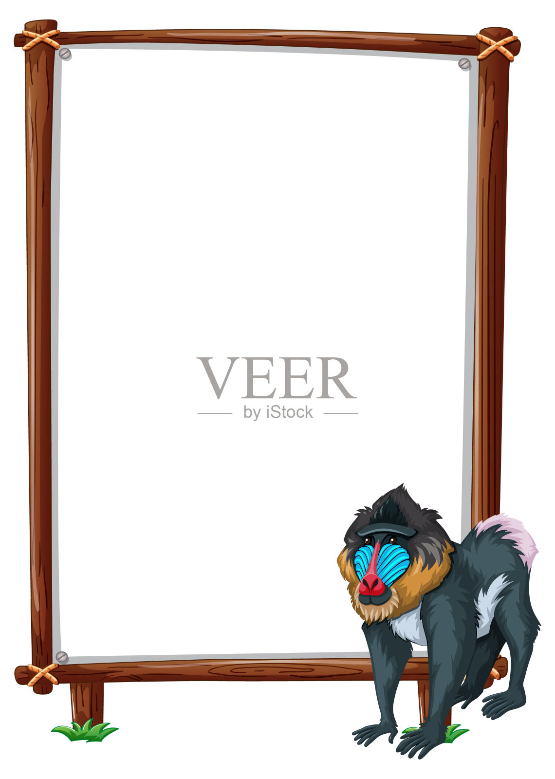 空横幅与山魈在白色的背景插画图片素材