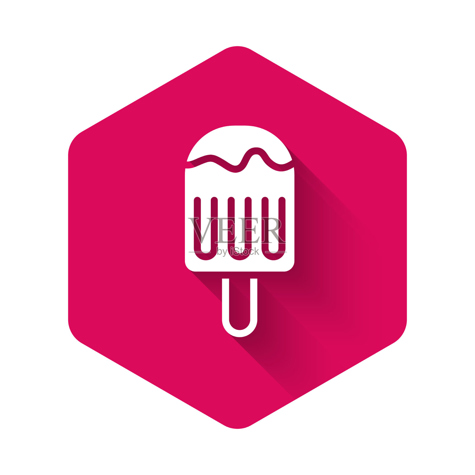 白色冰淇淋上的棒子图标与长孤立插画图片素材