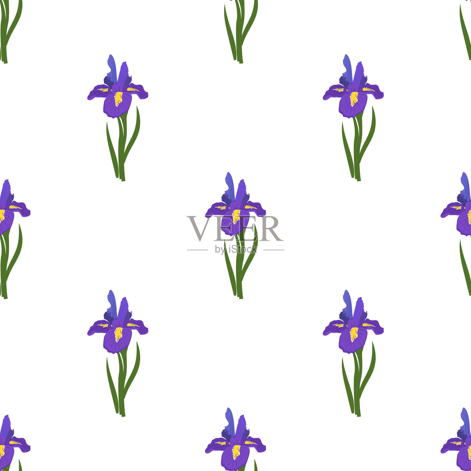 可爱的无缝图案蝴蝶花。明亮的春天和夏天印着绿色的叶子。节日装饰和元素的卡片，婚礼，假期和设计插画图片素材