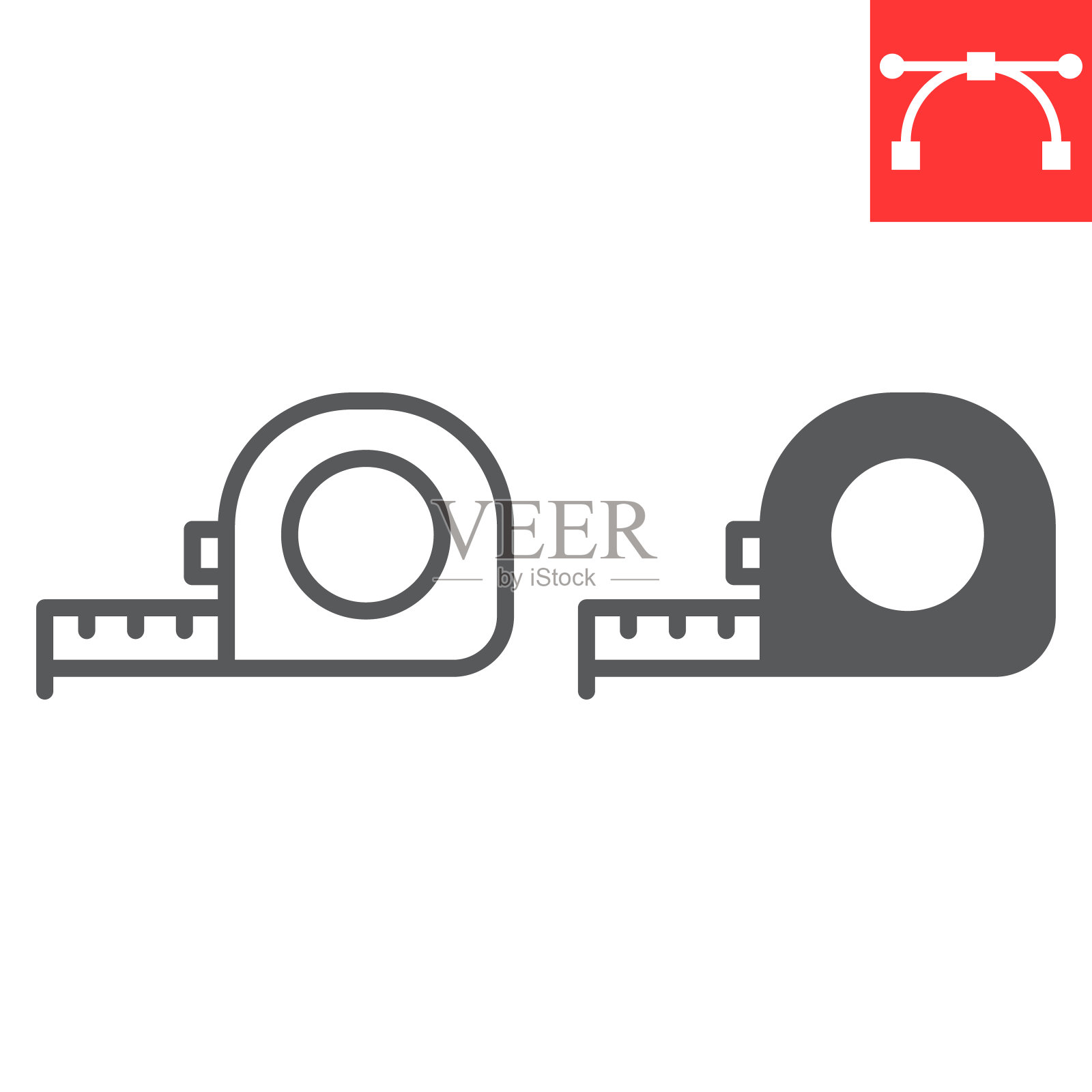 卷尺测量线和字形图标图标素材