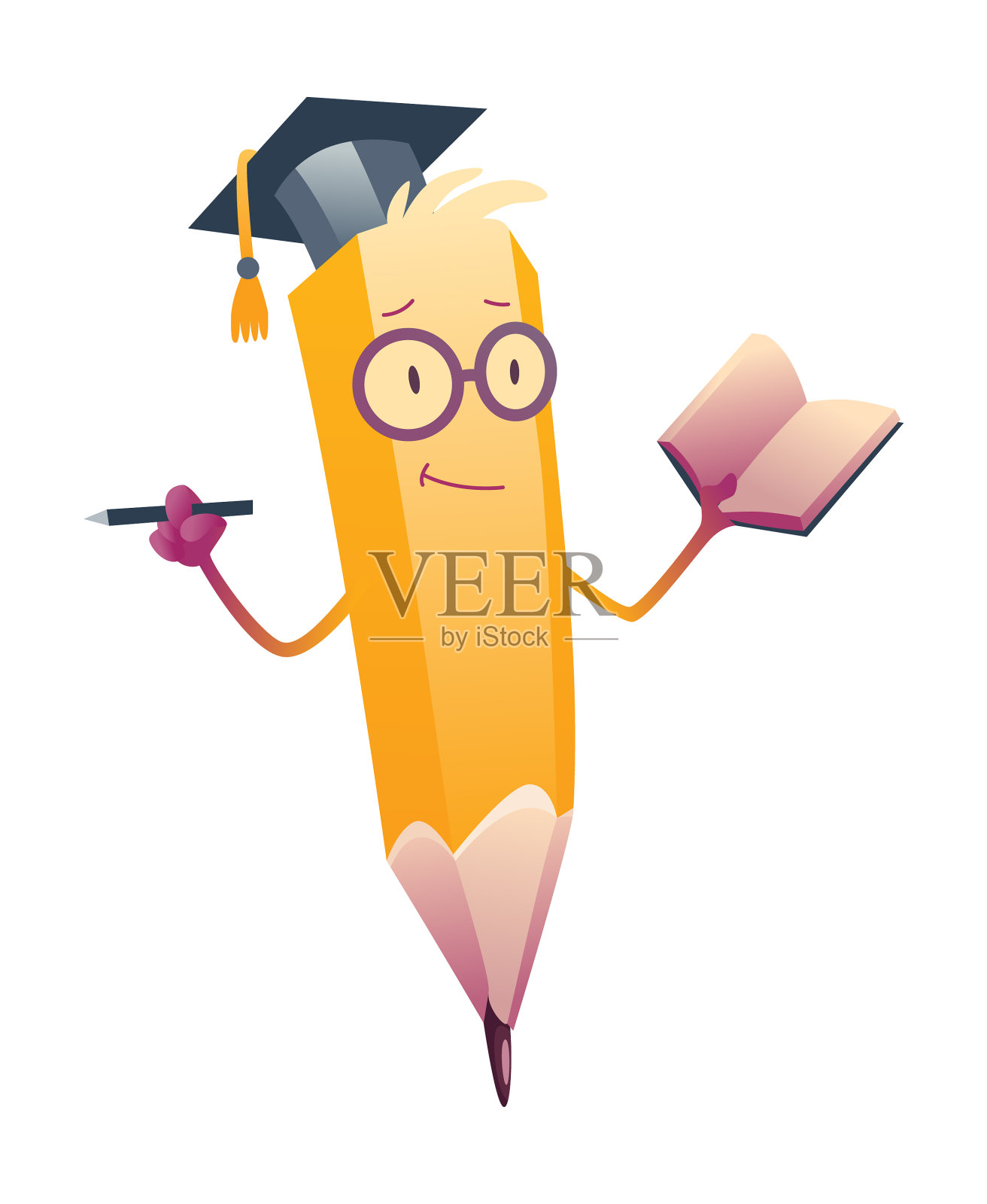 铅笔卡通可爱人性化的铅笔人物设计元素图片