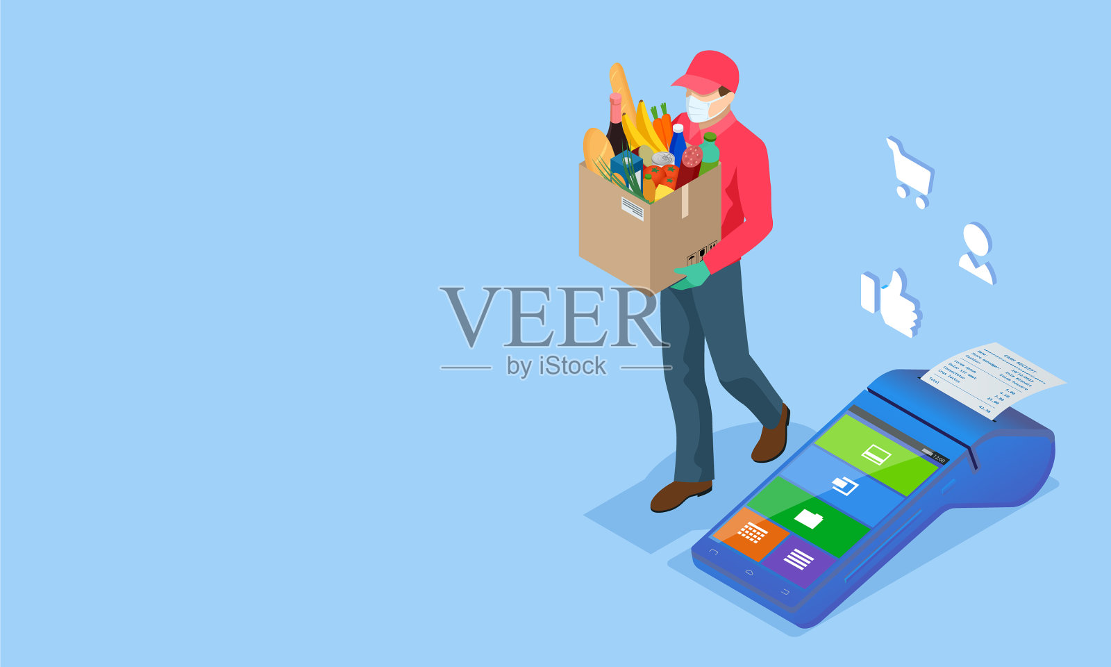 等距杂货店网上市场家居插画图片素材