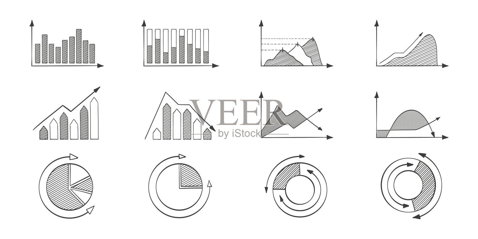 金融图标。图表和图表。手绘图。矢量图图标素材