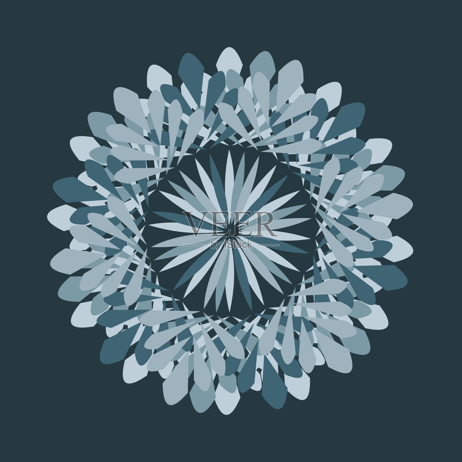 蓝色的雪花。美丽的冬季模板，为冬季假期。印在明信片上，装饰枕头上，衣服上。矢量插图。插画图片素材