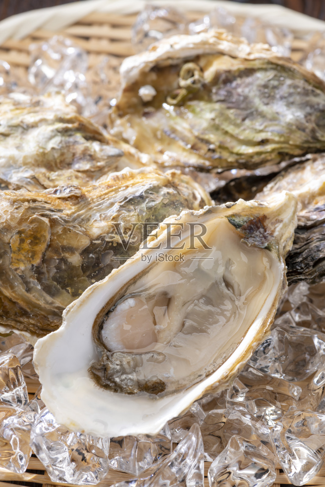 牡蛎在桌子上。秋天在日本的味道。照片摄影图片