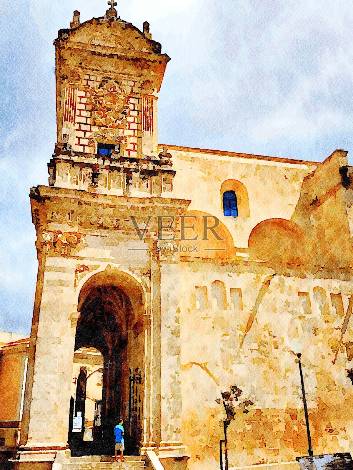 意大利撒丁岛历史悠久的教堂之一。数字绘画照片摄影图片