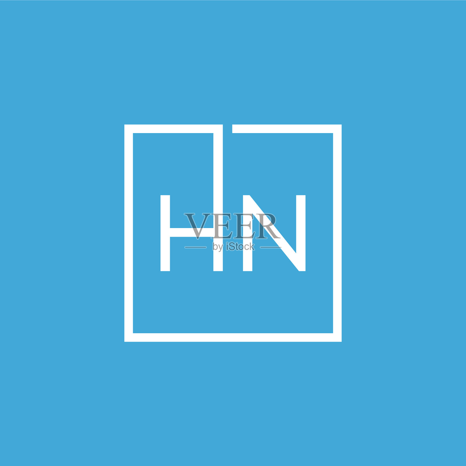创意首字母hn方标志设计插画图片素材