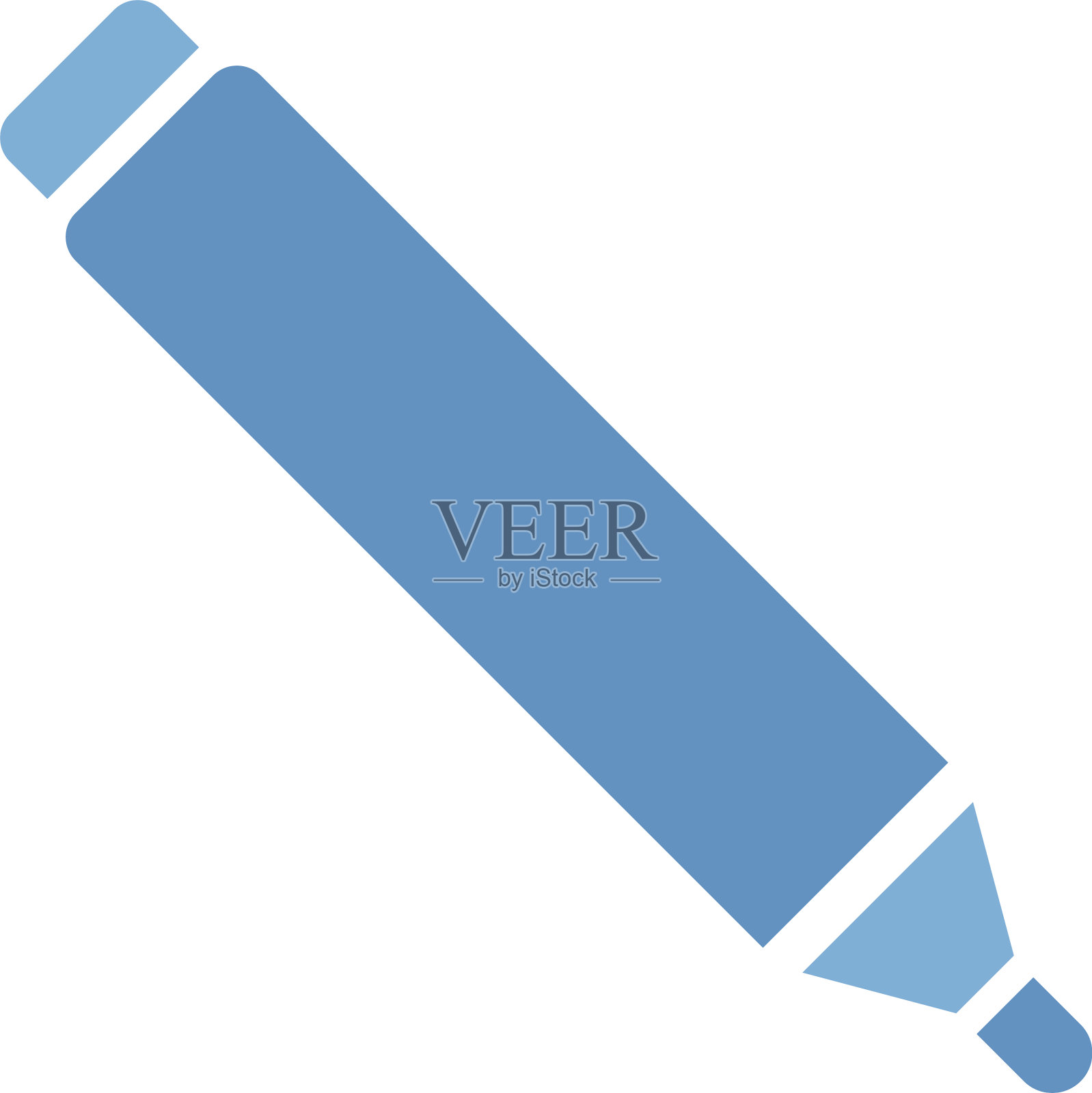 白色背景上的蓝色记号笔设计元素图片