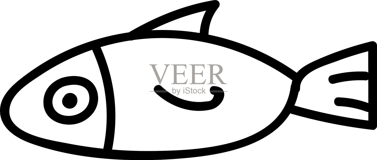 白色背景上的白色小鱼插画图片素材