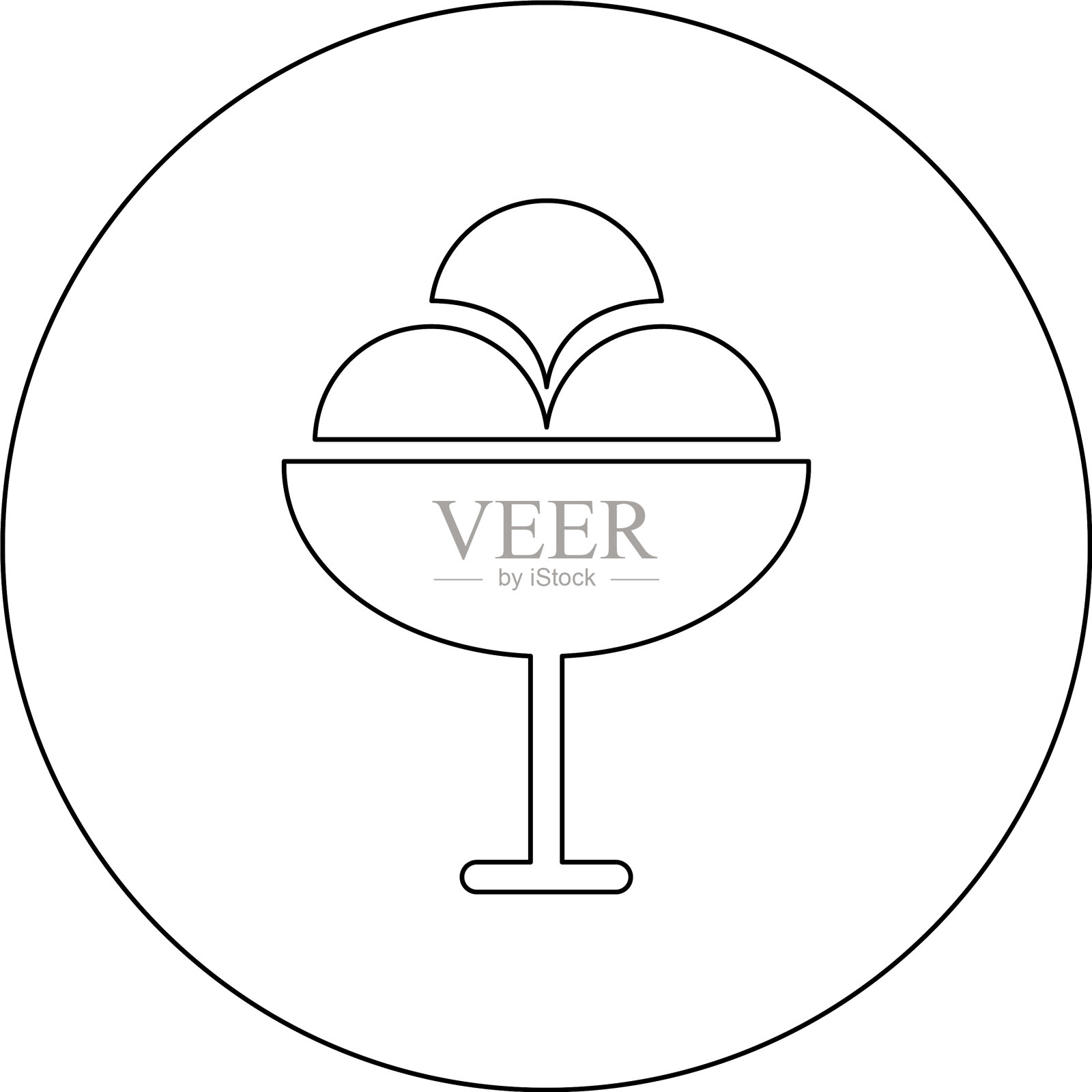 冰淇淋在一个碗在白色的背景插画图片素材