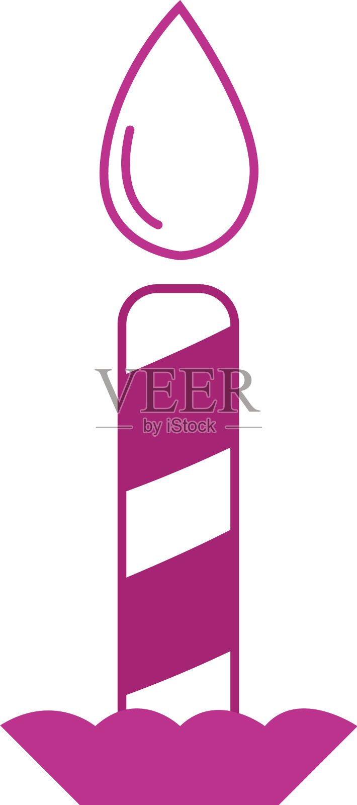 白色背景上的一支粉红蜡烛插画图片素材