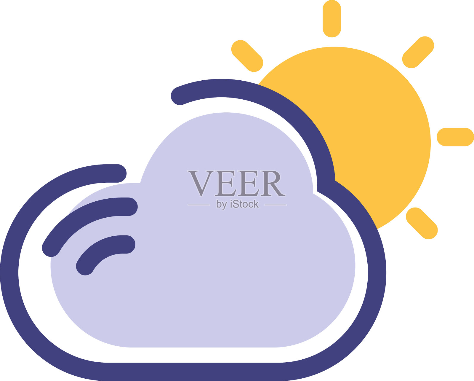 白底上有一朵蓝云的太阳设计元素图片