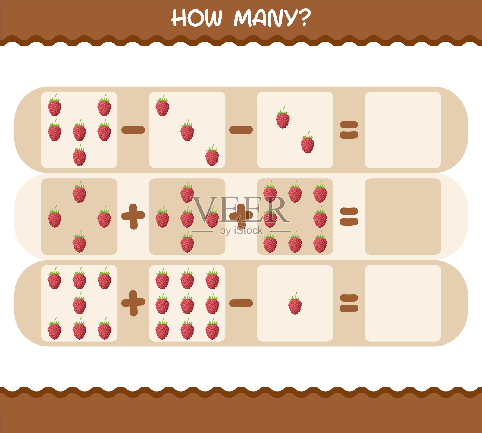 有多少卡通的树莓数游戏插画图片素材