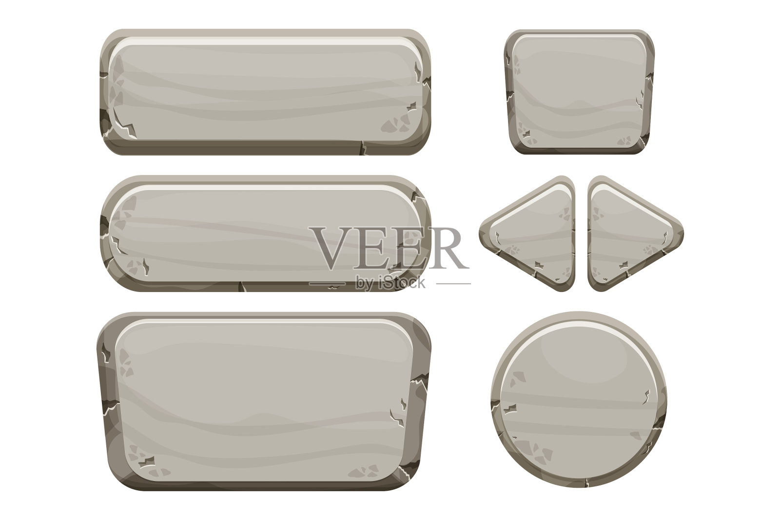 石头按钮收集设置岩石资产插画图片素材