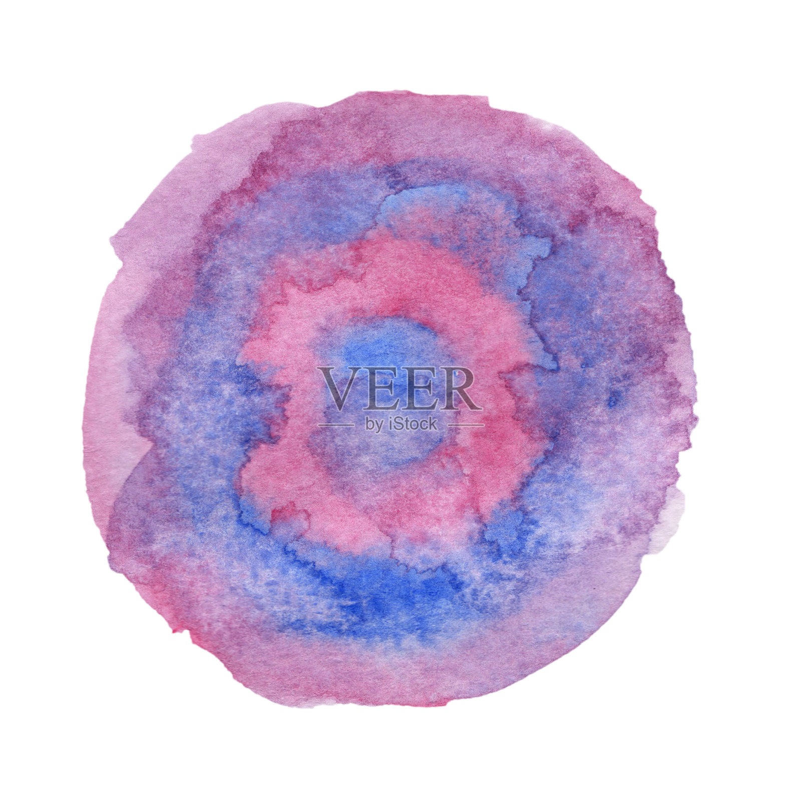 紫色和蓝色水彩在圆圈插画图片素材