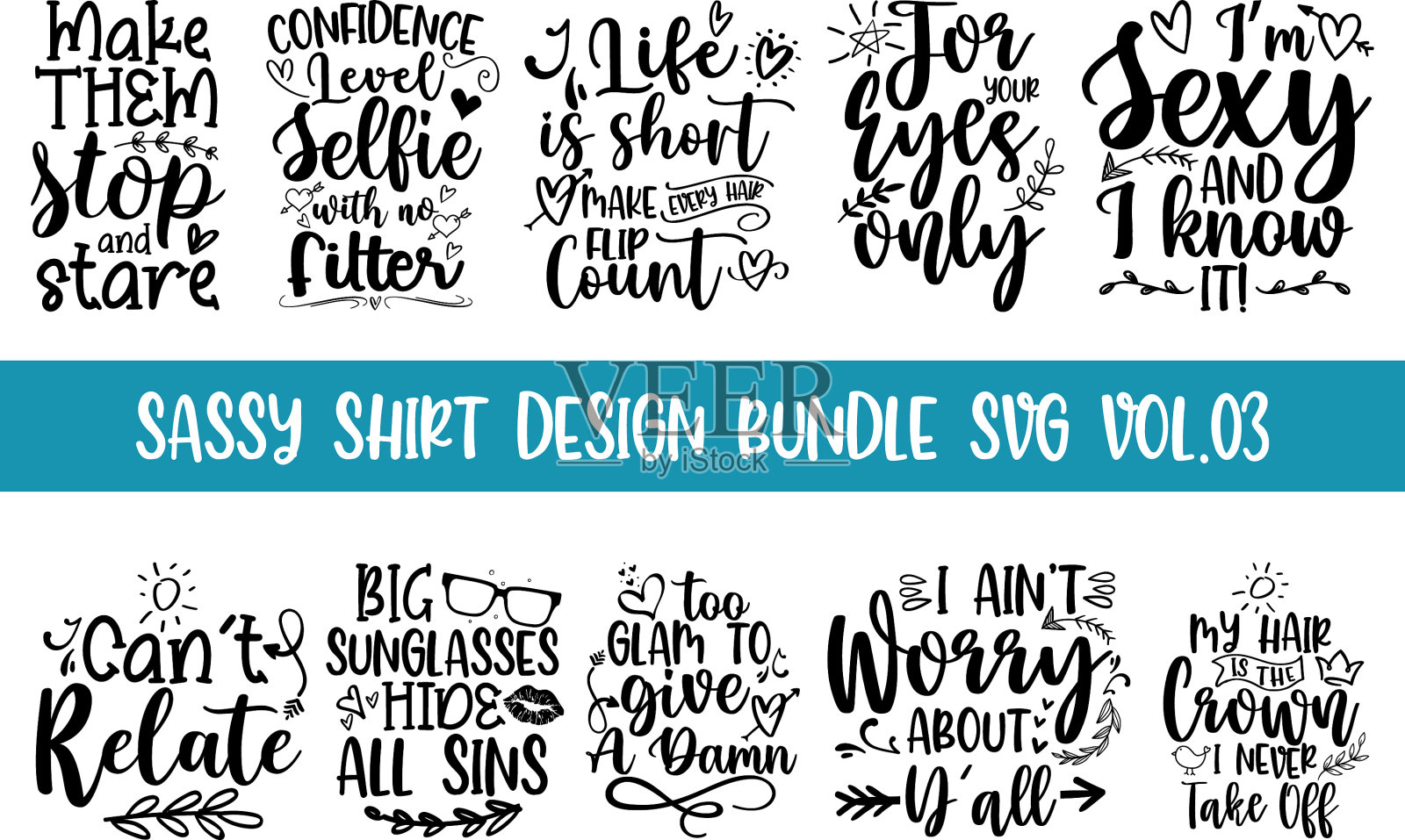 时髦的衬衫设计捆绑SVG vol03报价插画图片素材