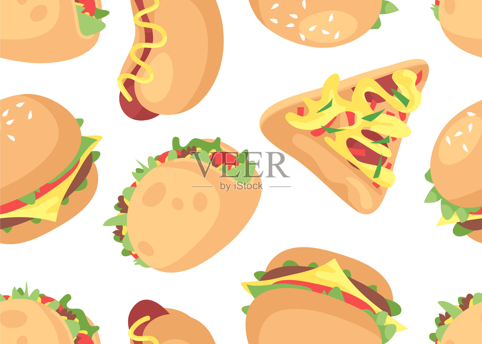 手绘卡通快餐画美味形象插画图片素材