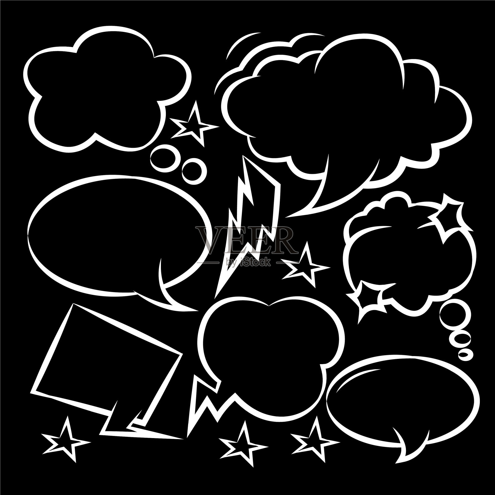 漫画演讲气泡图标收集颜色背景插画图片素材