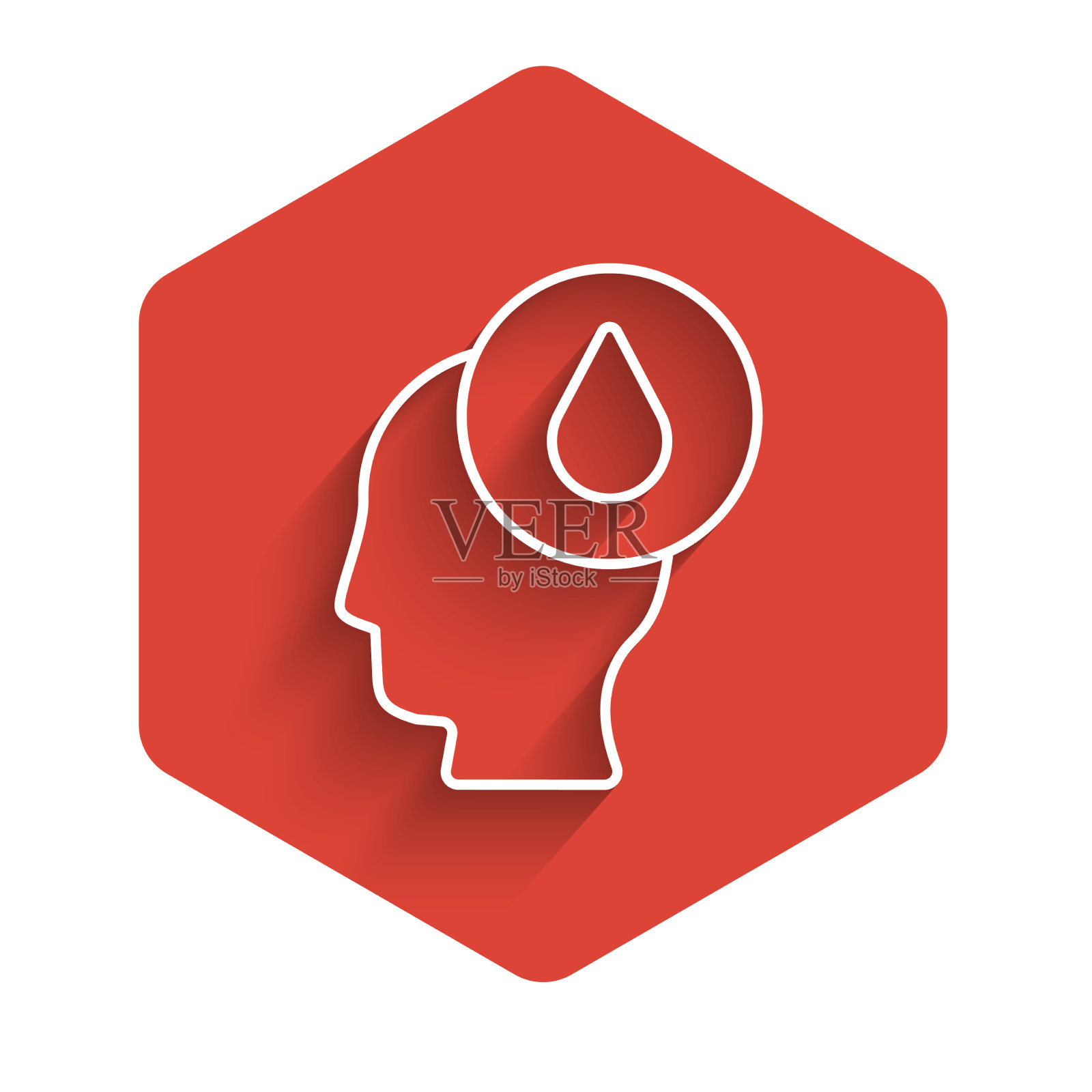 水滴图标白线与长隔离插画图片素材