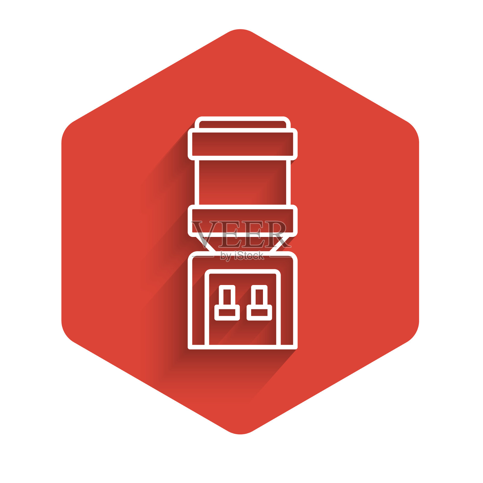 白色线水冷却器为办公室和家庭图标图标素材