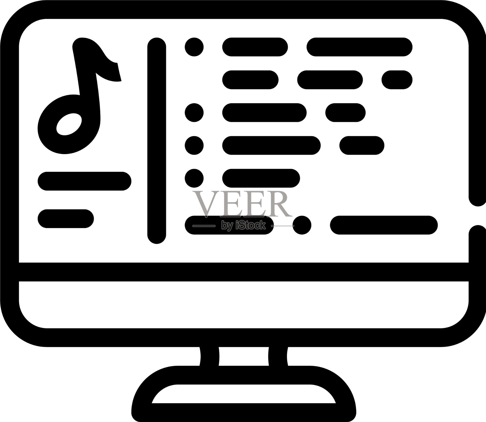 音乐放松线条图标平坦设计元素图片