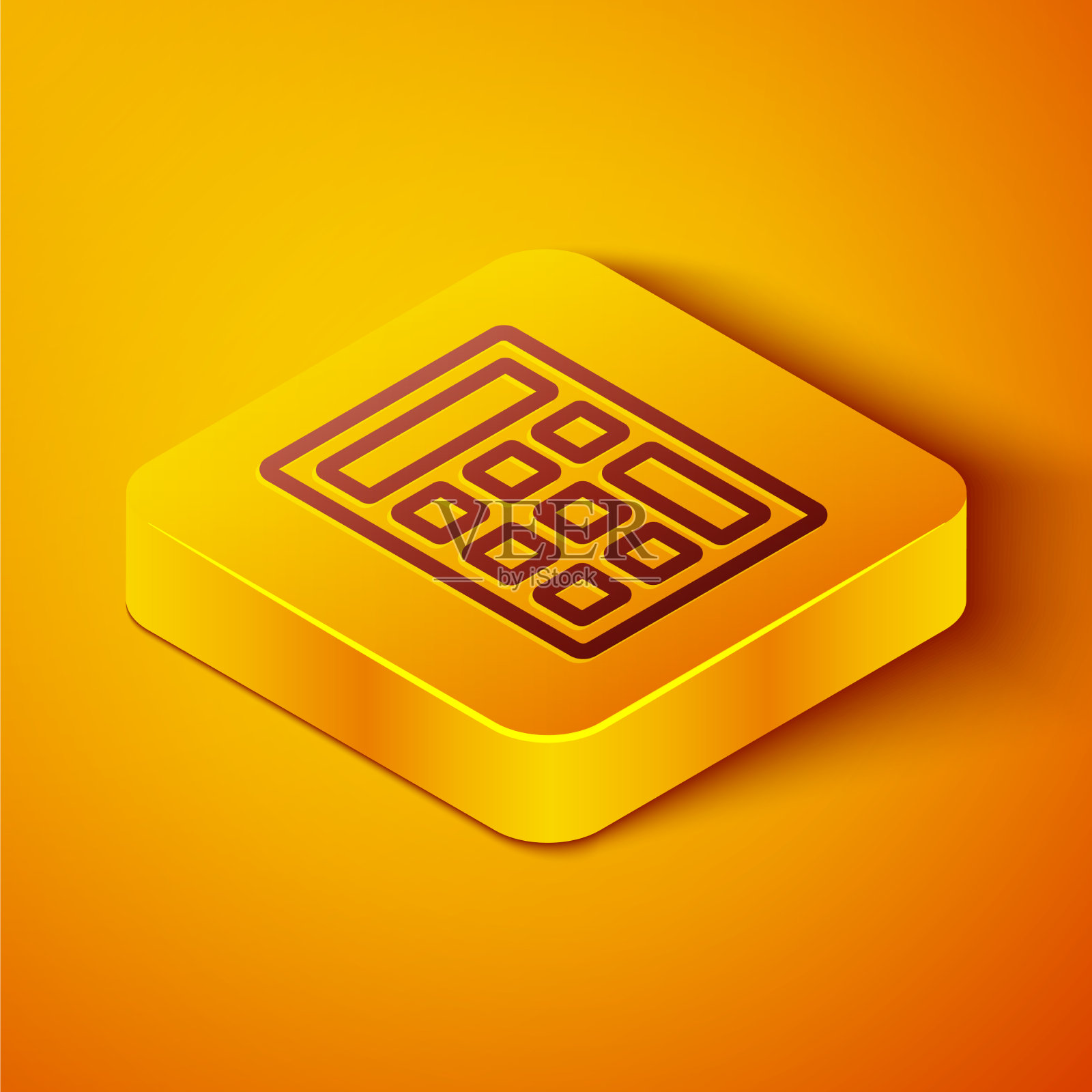 等距线计算器图标隔离在橙色上图标素材