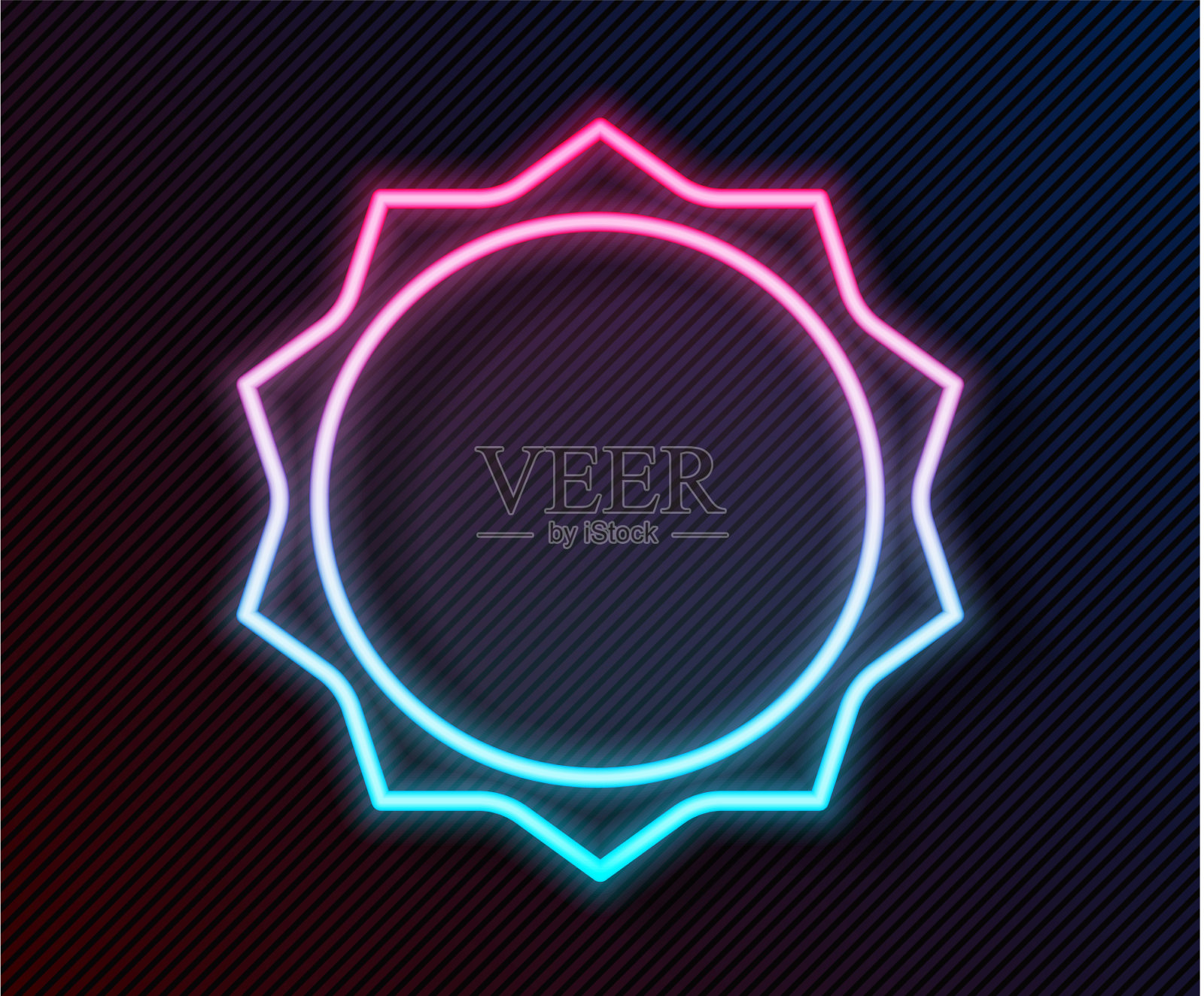 发光的霓虹灯线太阳图标孤立在黑色插画图片素材